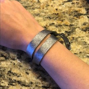 Metallic silver leather strap